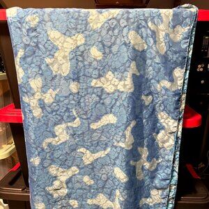 Blue & White w Jacquard Floral Print Dupatta Shawl Stole Scarf